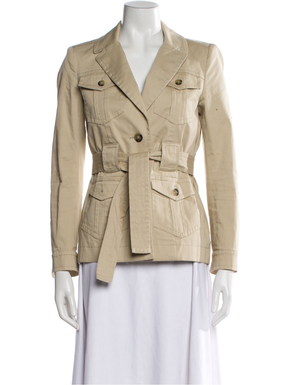 ba&sh Muse Belted Safari Utility Jacket Beige Cotton NWT Size 3 Large